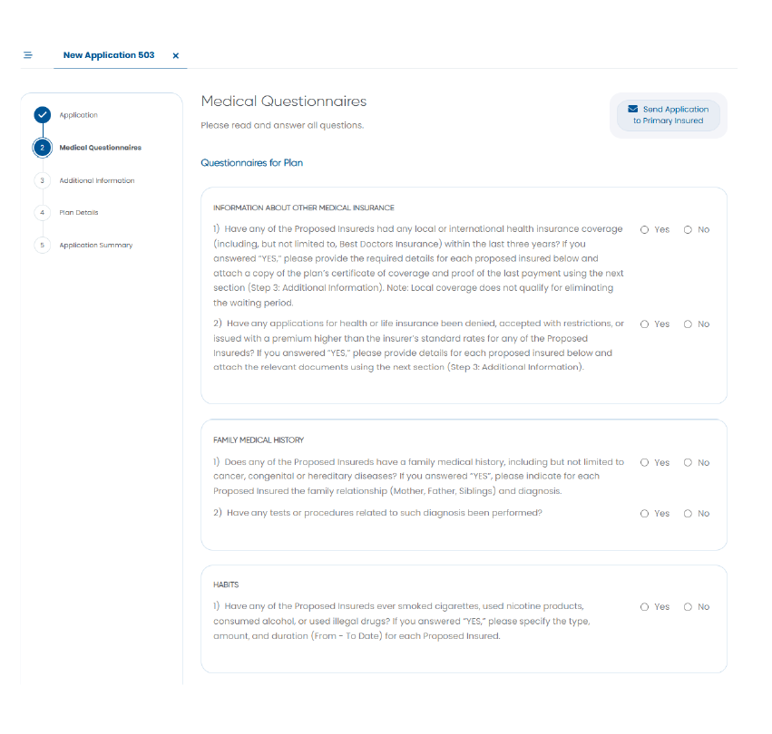 Medical Questionnaire Simplified Questions